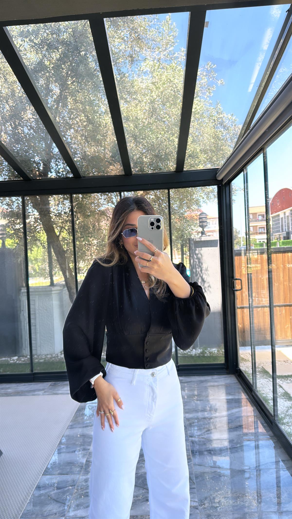 ZR Siyah Balon Kollu Bluz