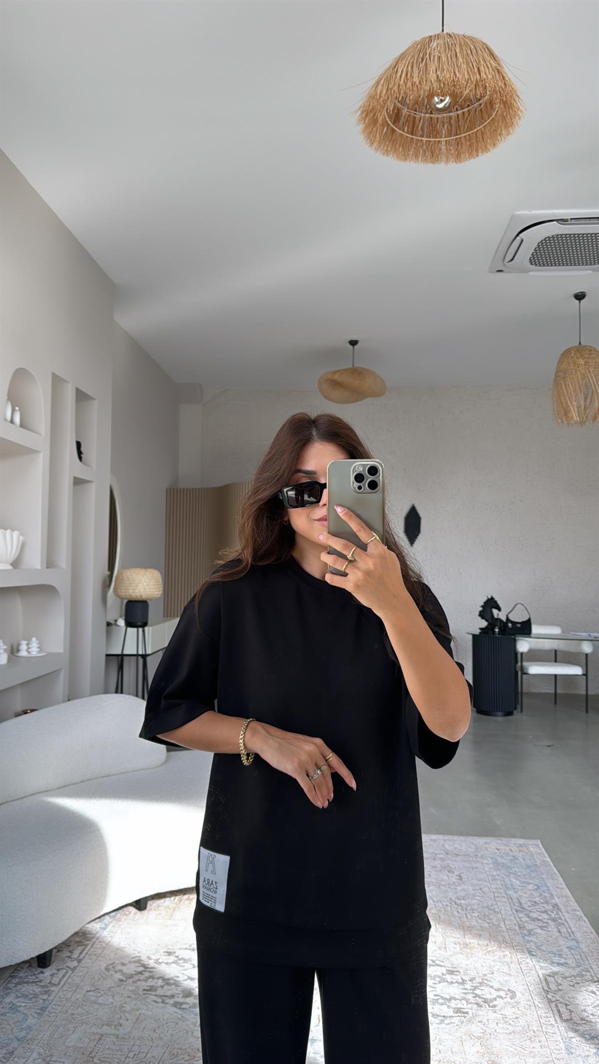 ZR Siyah Kısa Kol Sweatshirt