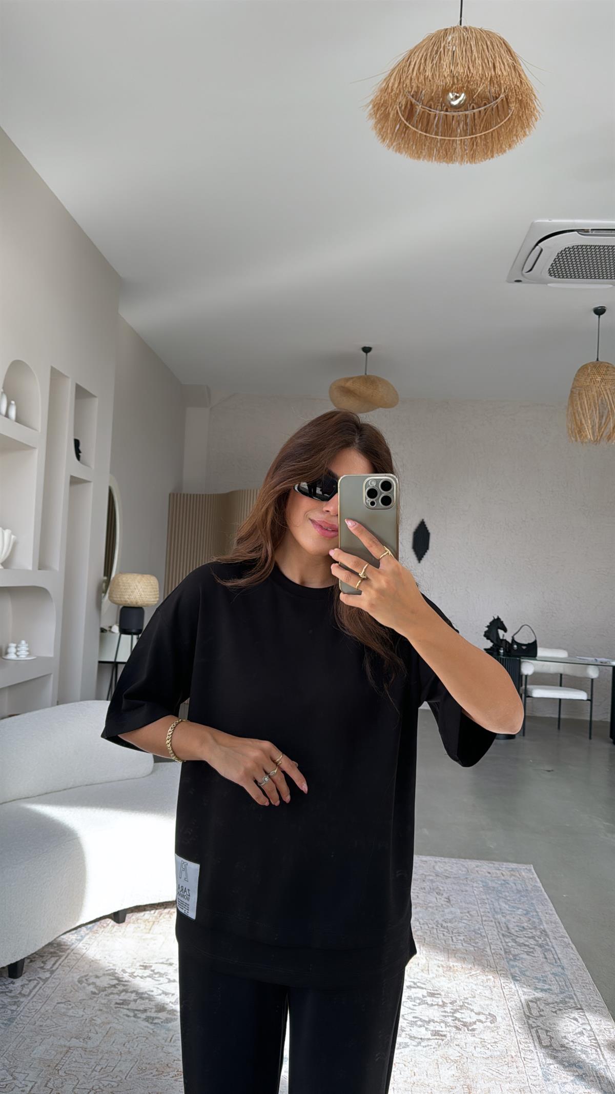 ZR Siyah Kısa Kol Sweatshirt