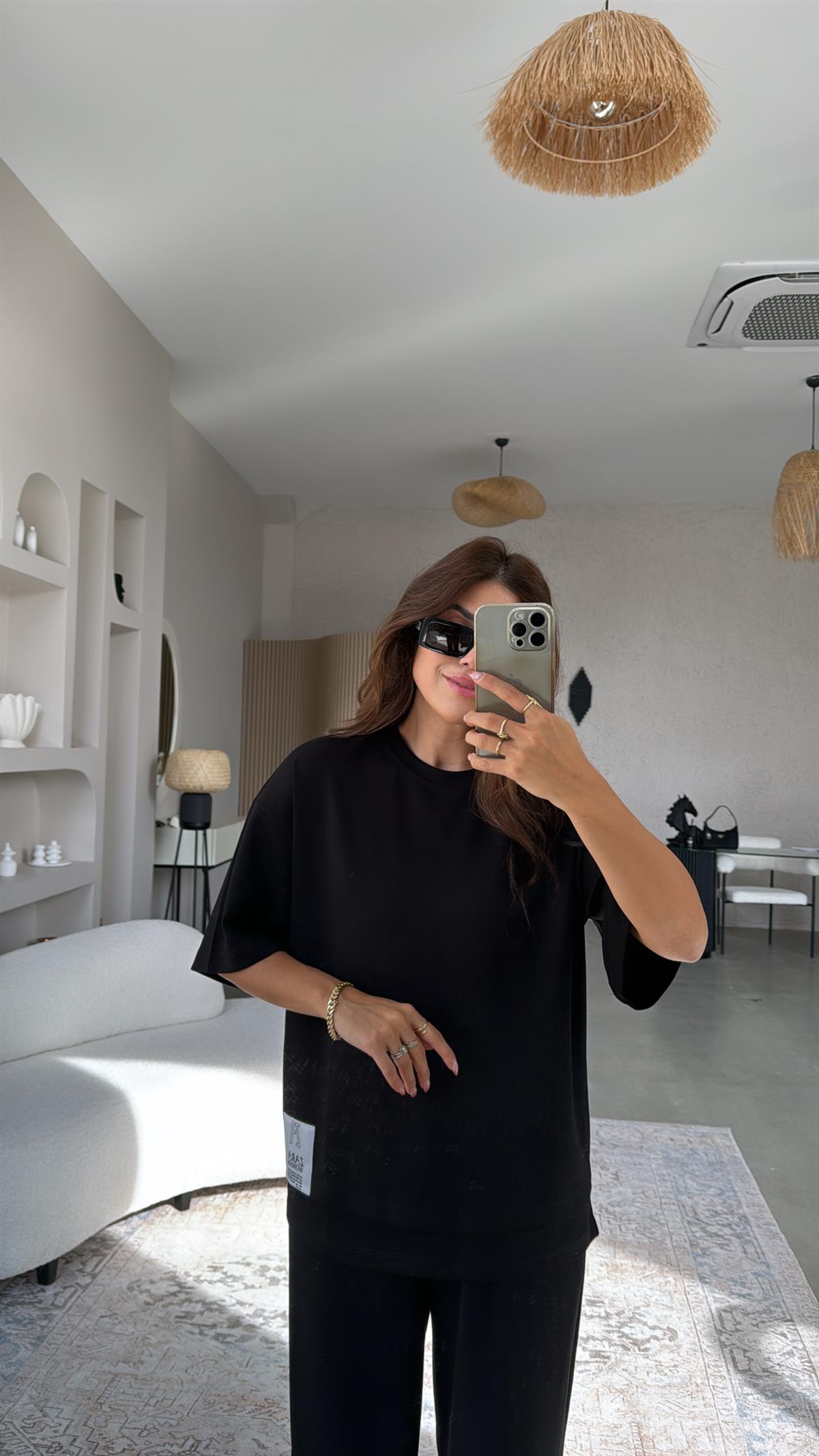 ZR Siyah Kısa Kol Sweatshirt