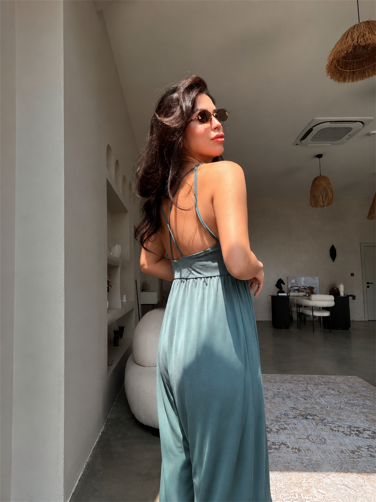 Zümrüt Pike Modal İnce Askılı Salaş Tulum