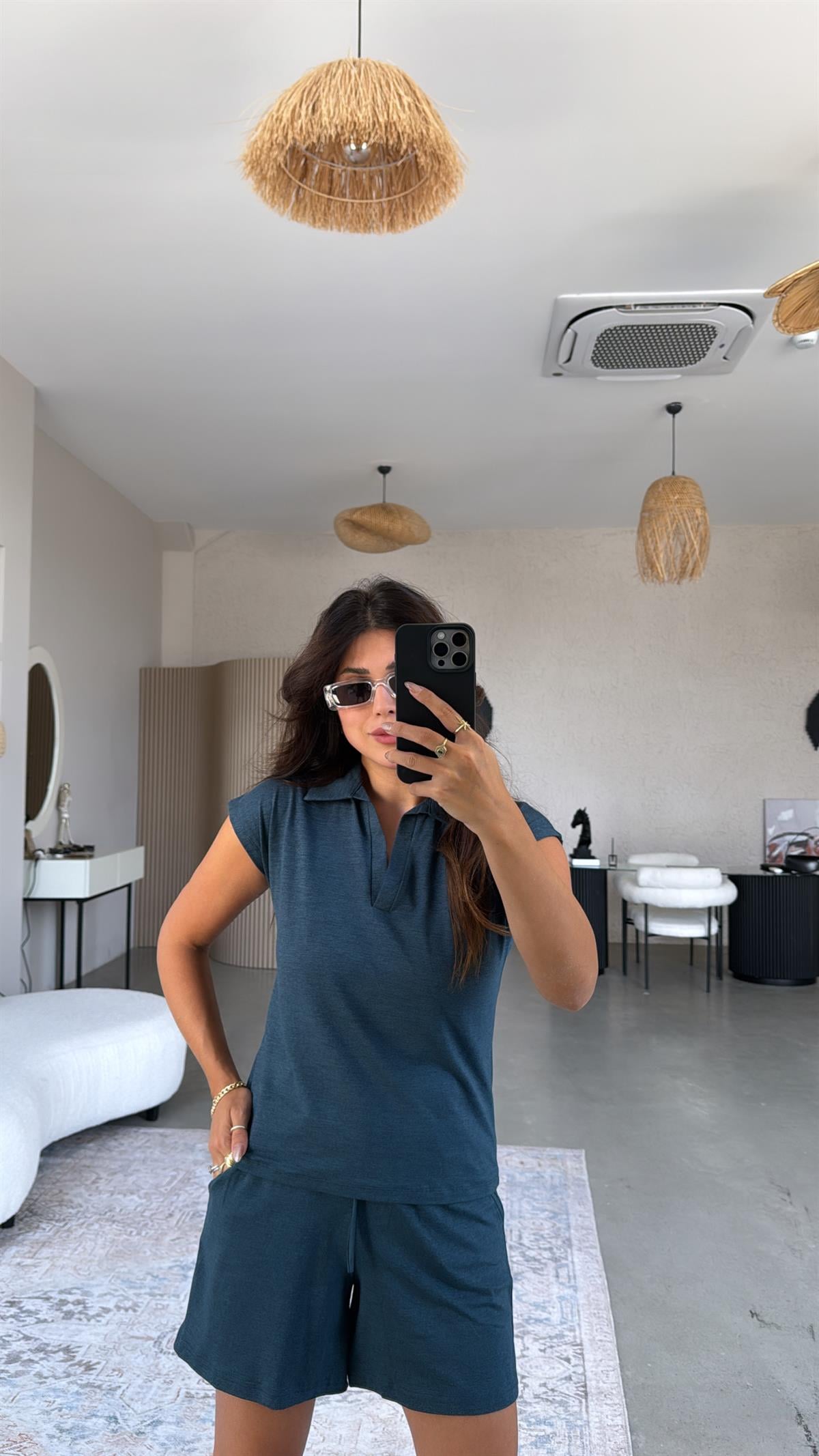 Zümrüt Şortlu Polo Yaka Tshirt Takım