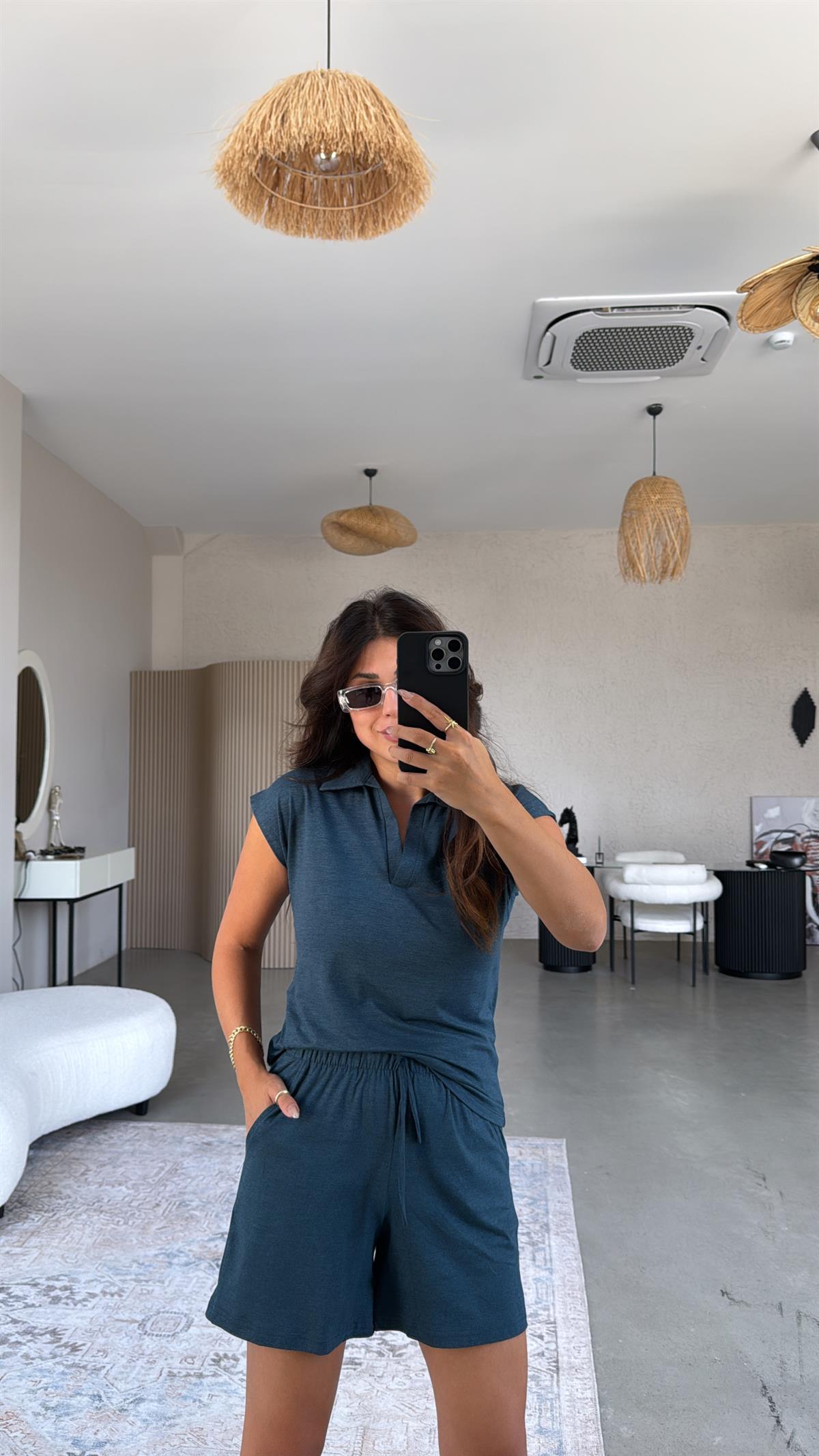 Zümrüt Şortlu Polo Yaka Tshirt Takım