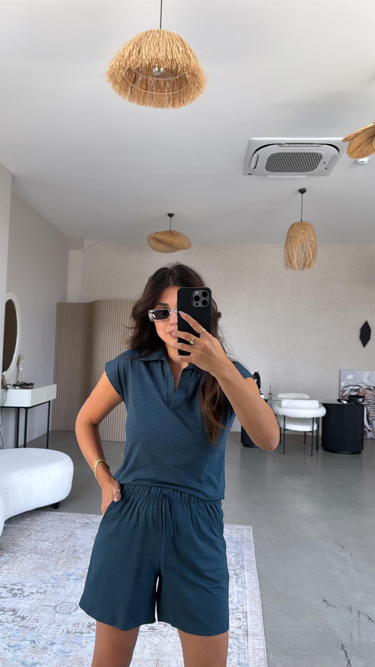 Zümrüt Şortlu Polo Yaka Tshirt Takım