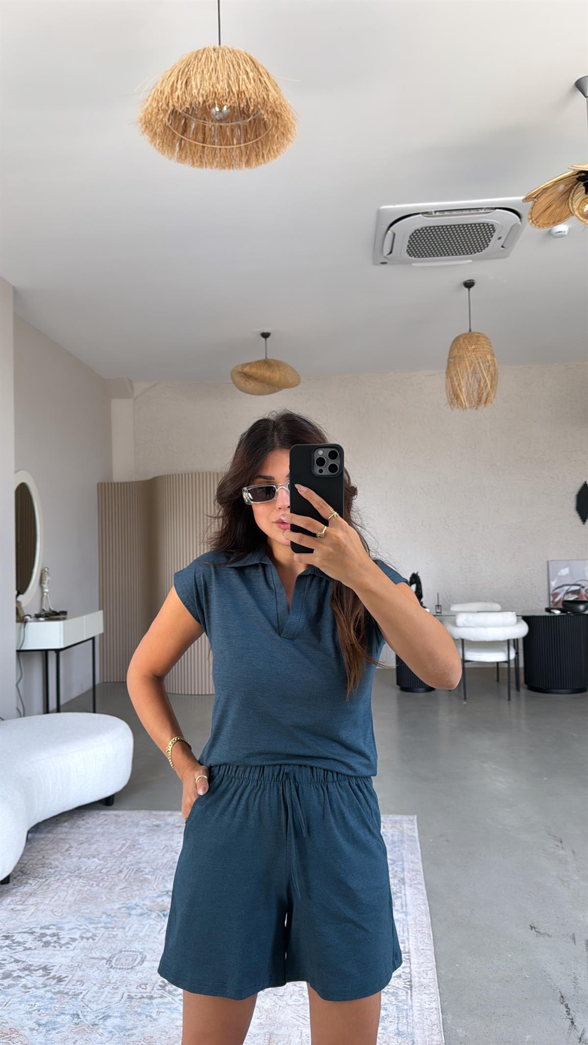 Zümrüt Şortlu Polo Yaka Tshirt Takım