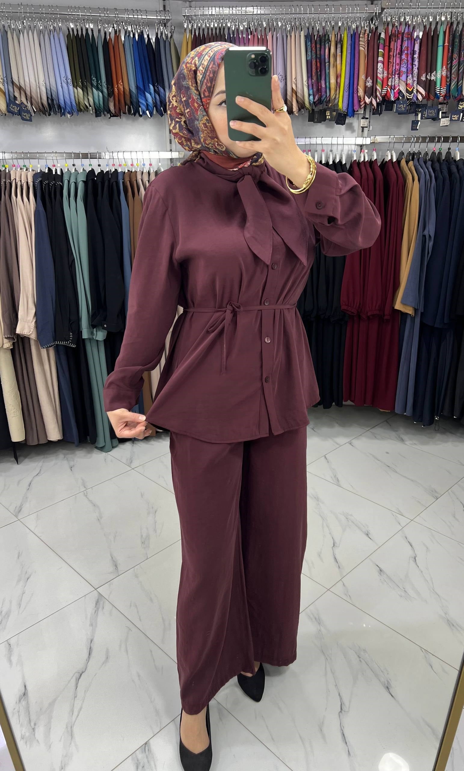 1188 Eqose Kravatlı Modal Takım BORDO