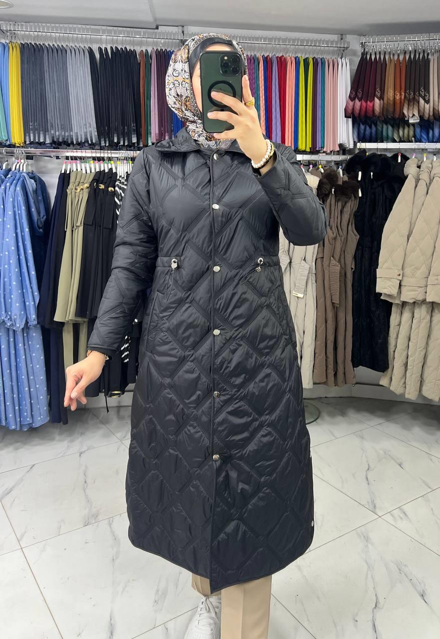 1501 Soft Yakalı Büzgülü Kapitone Mont SİYAH