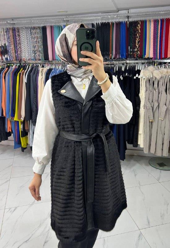 1522 Belen Angora Yelek SİYAH