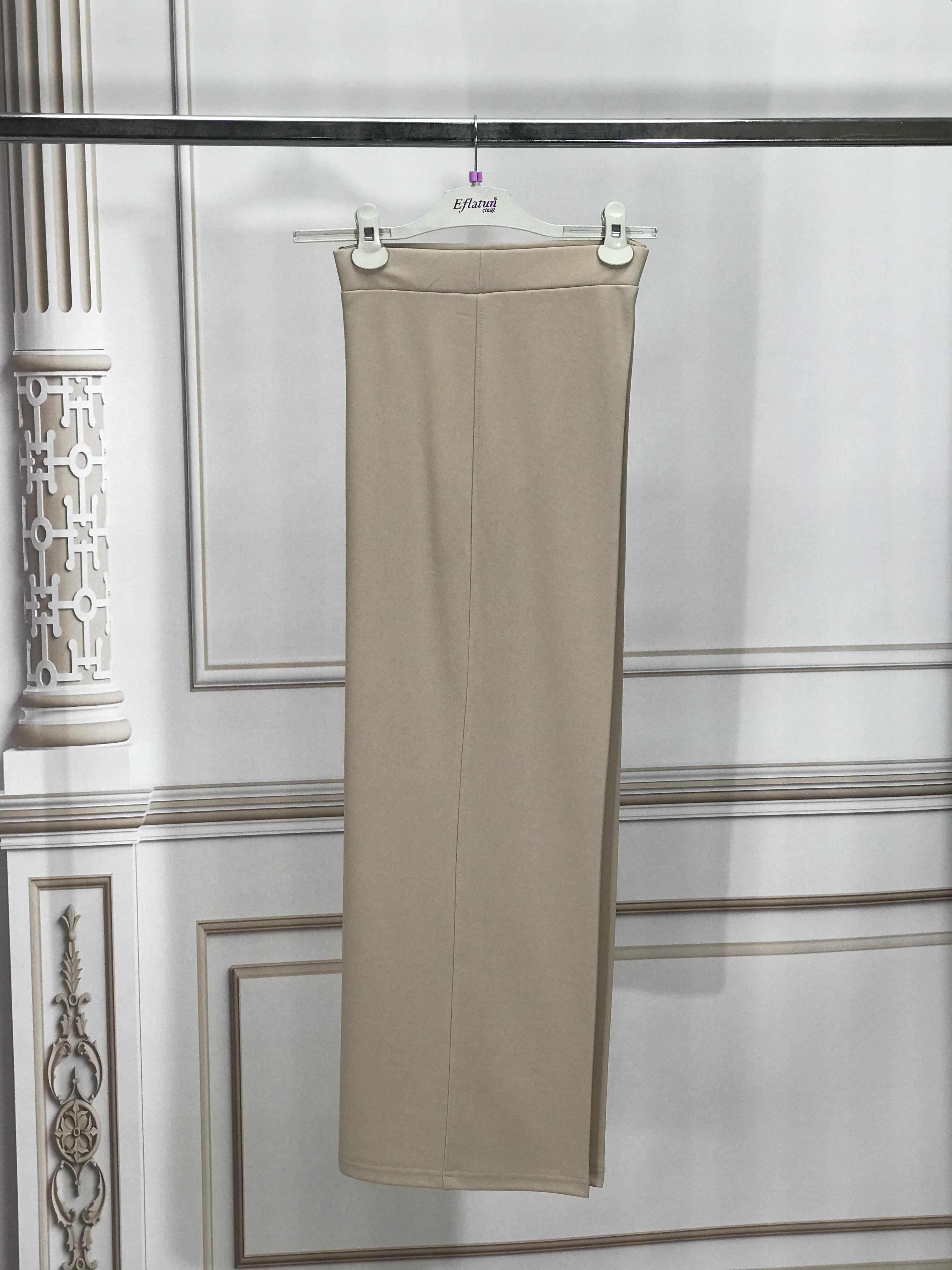 2118 Eflatun Bol Kesim Krep Pantolon Vizon