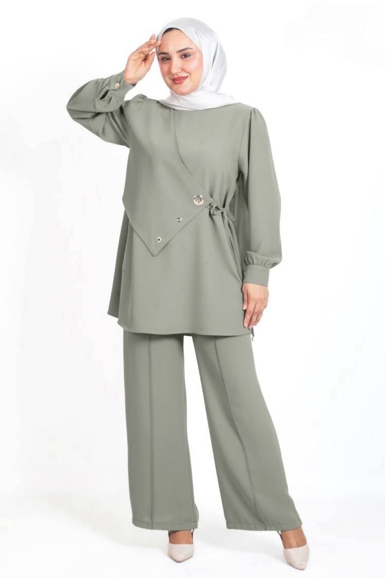 3491 Tripen Polo Krep Pantalonlu Takım YEŞİL