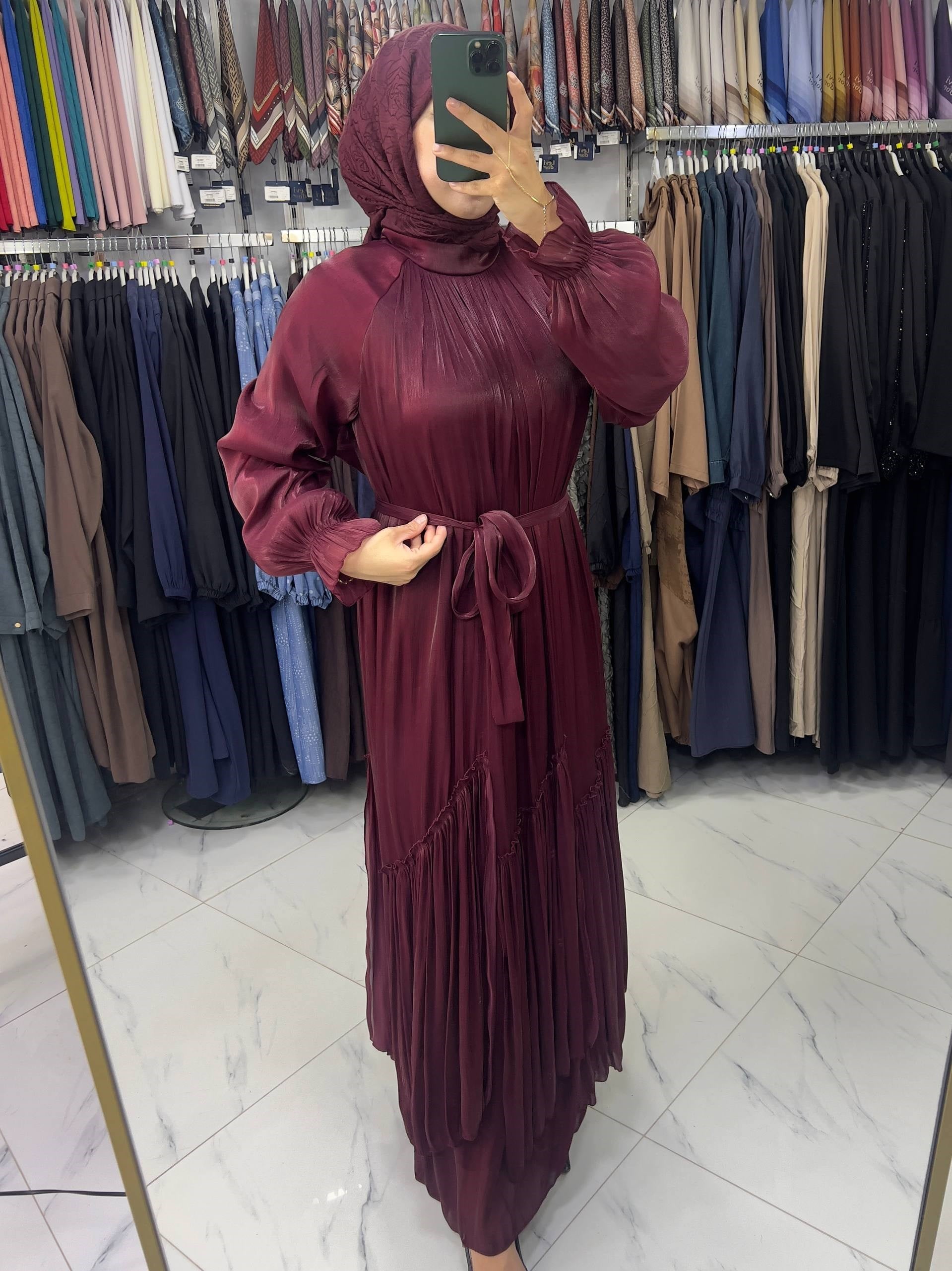 4956 Tane JanJan Abiye Elbise BORDO