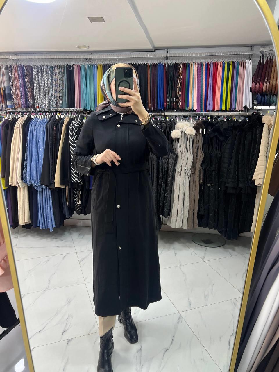 7660 Nihle Trenç Ceket SİYAH