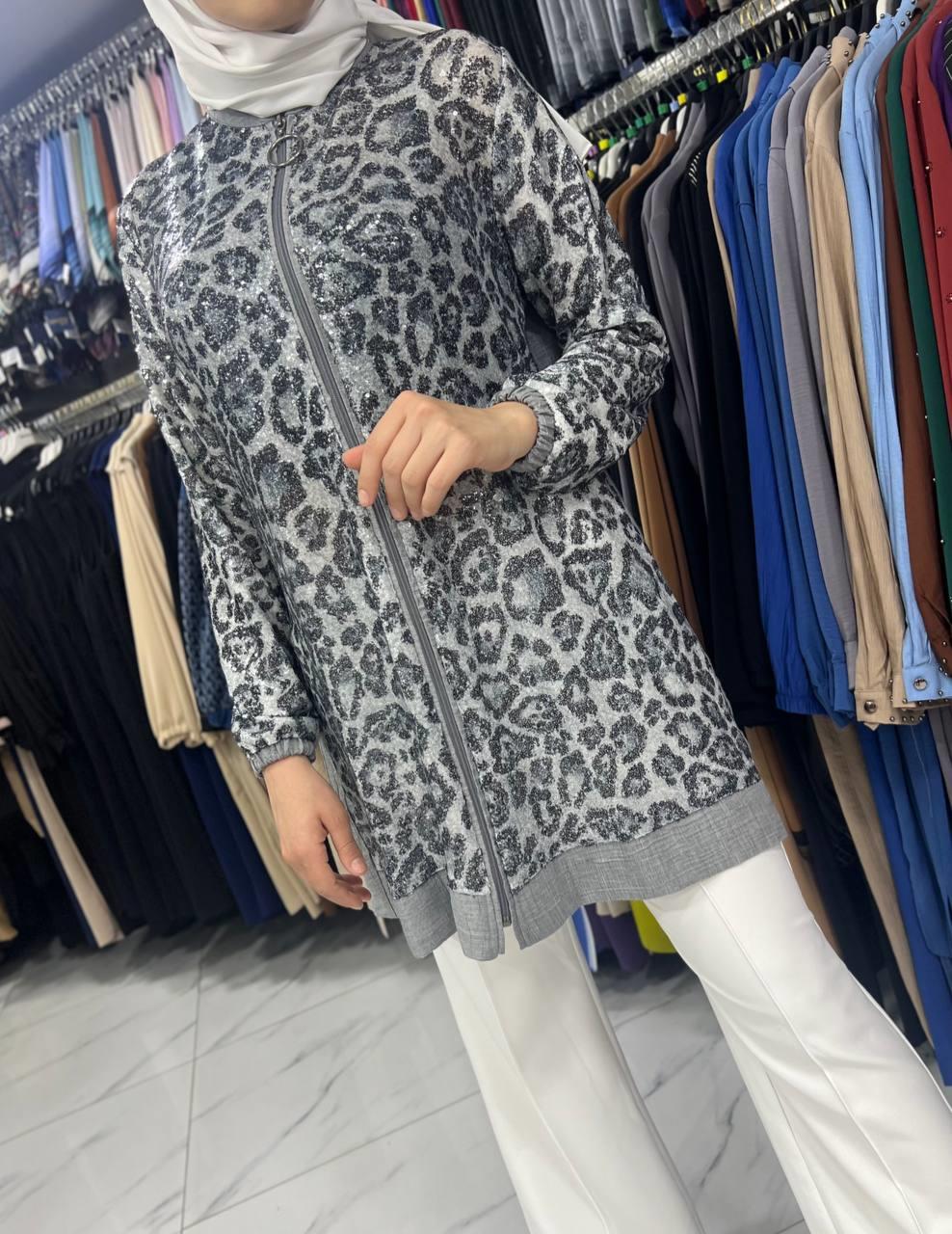 A1583 Haya Leopar Pul Payet Giyçık SİYAH