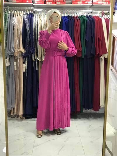 3436 Klass Elbise Pembe