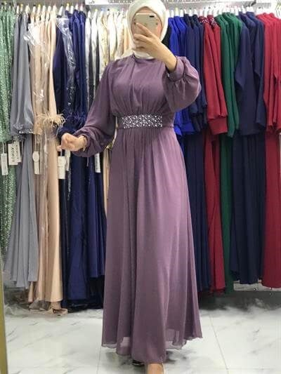 3438 Klass Elbise Lila