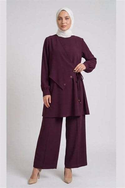 3491 Tripen Polo Krep Pantalonlu Takım MÜRDÜM