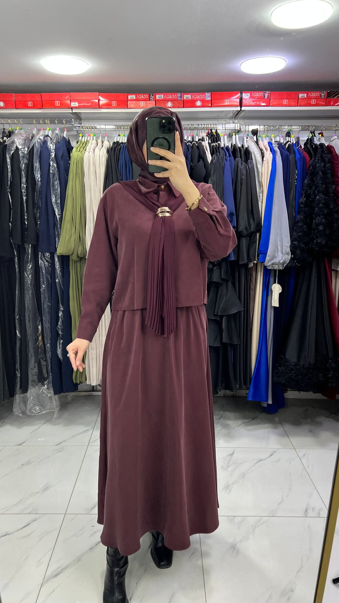 10904 Marcha Tencel Etekli Takım BORDO