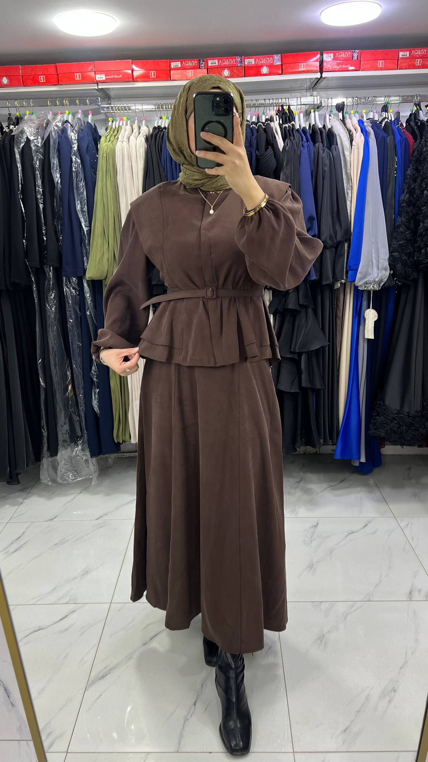 1128 Moila Tencel Cupra Takım KAHVE