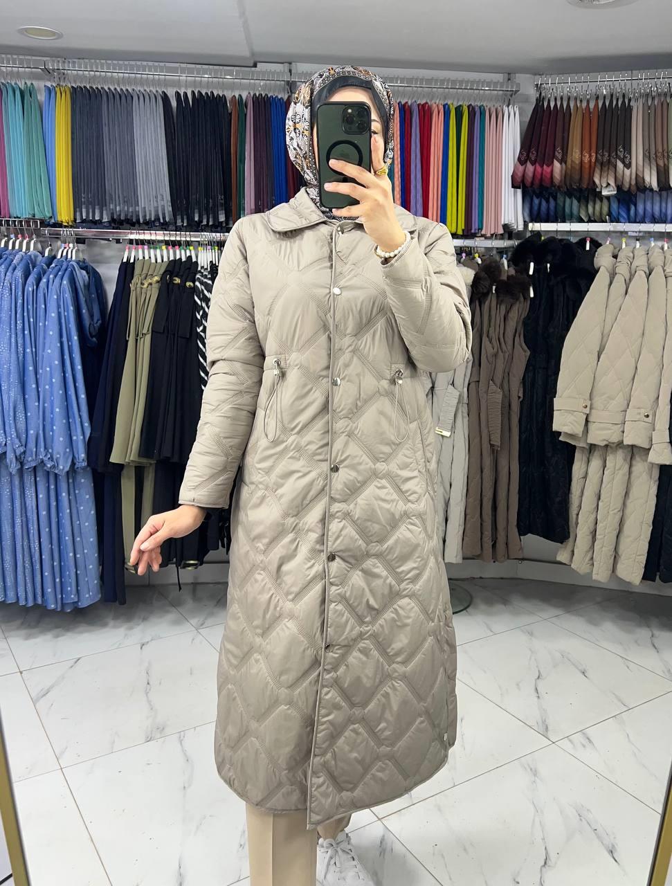 1501 Soft Yakalı Büzgülü Kapitone Mont VİZON