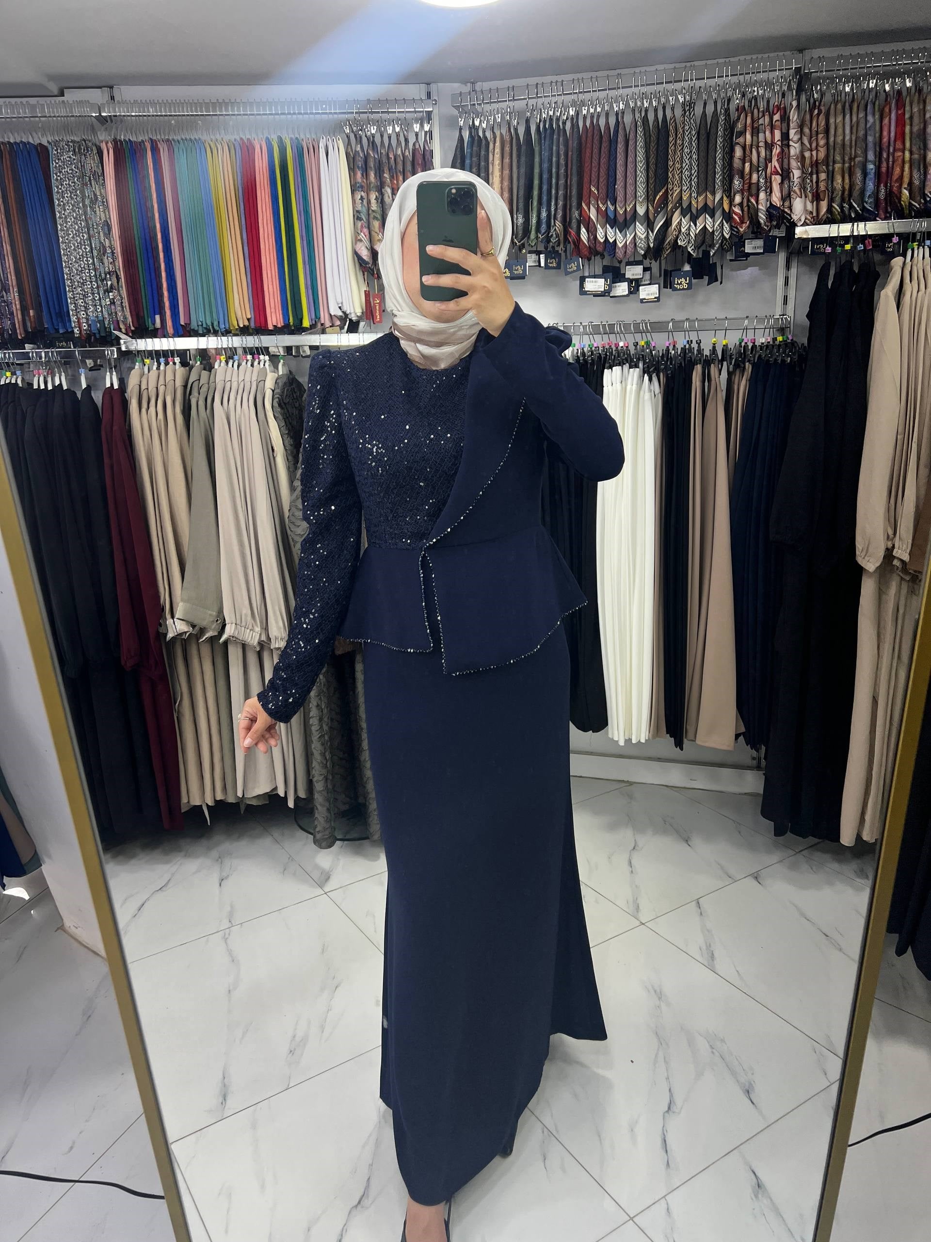 2124 Minye Abiye Elbise LACİVERT