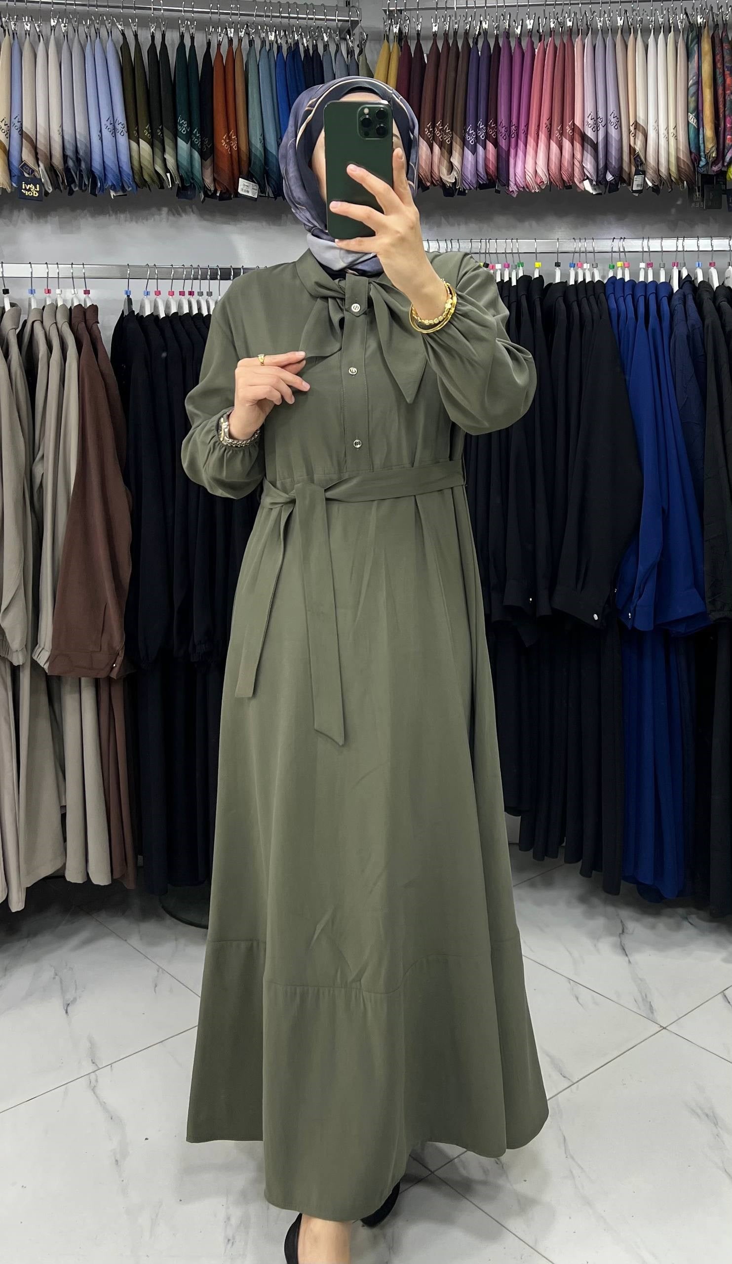 26067 FreeMood Elbise YEŞİL