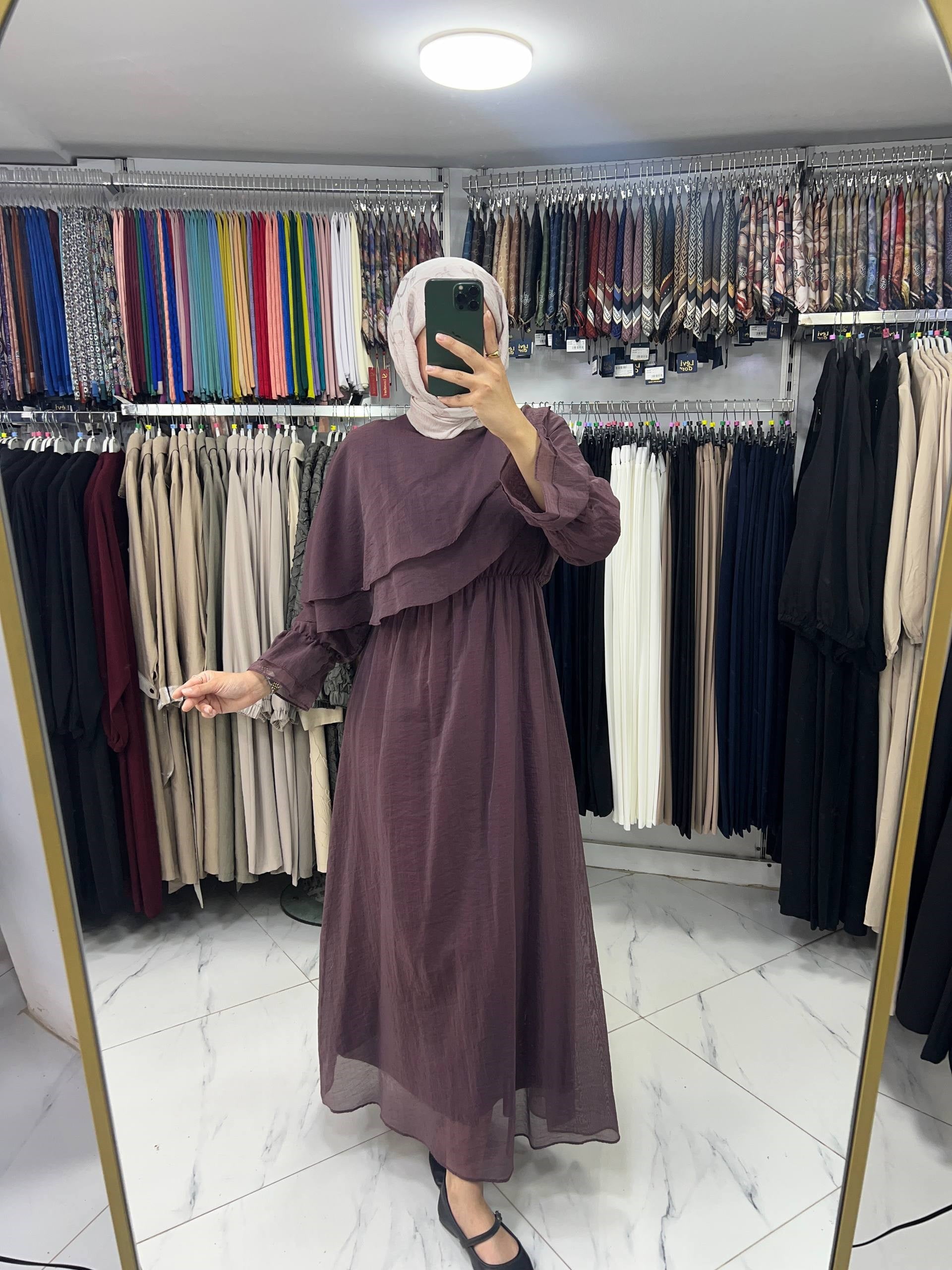 26079 FreeMood Elbise KAHVE
