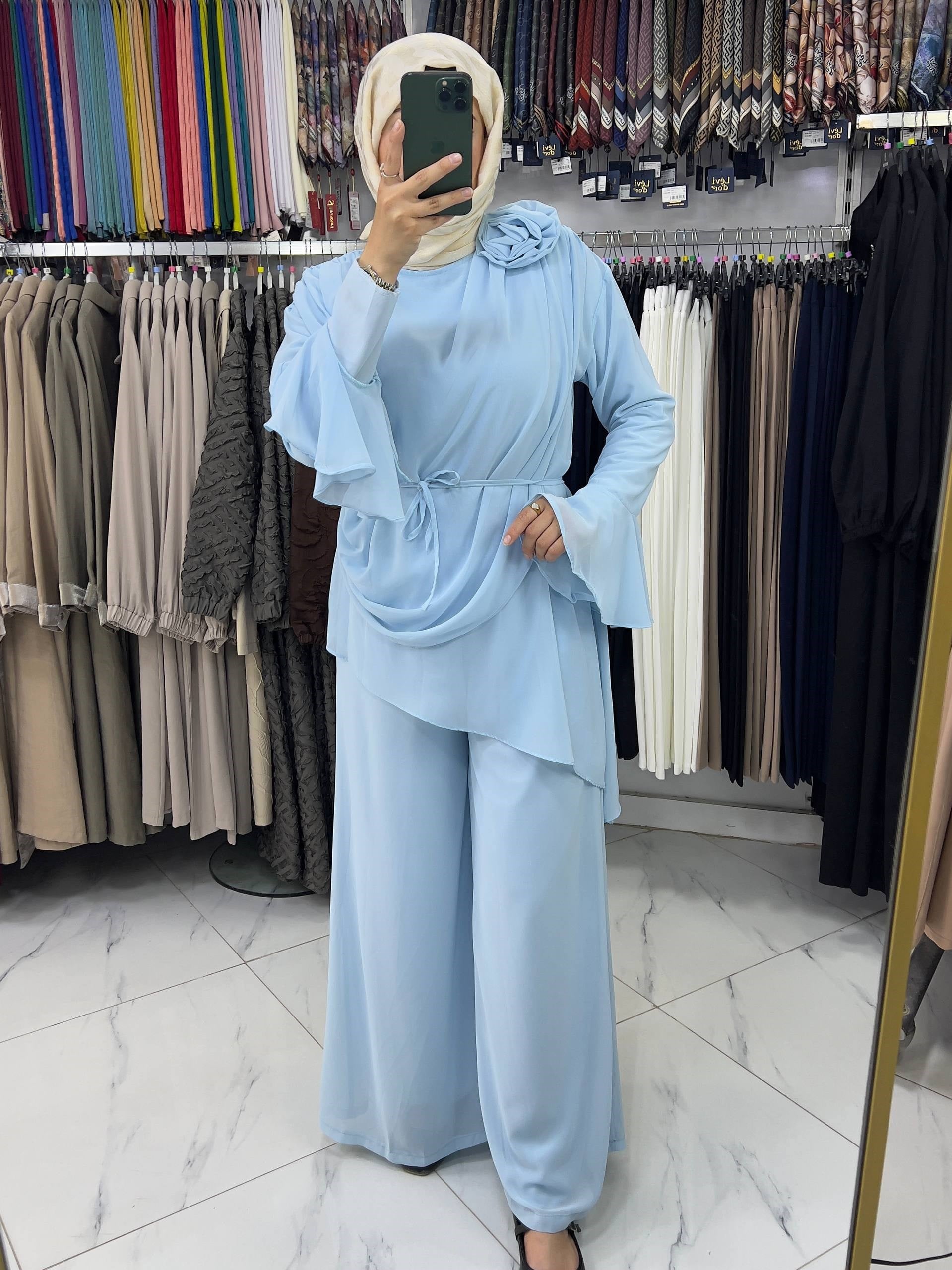 26111 Fushya Gül Bronş Takım MAVİ