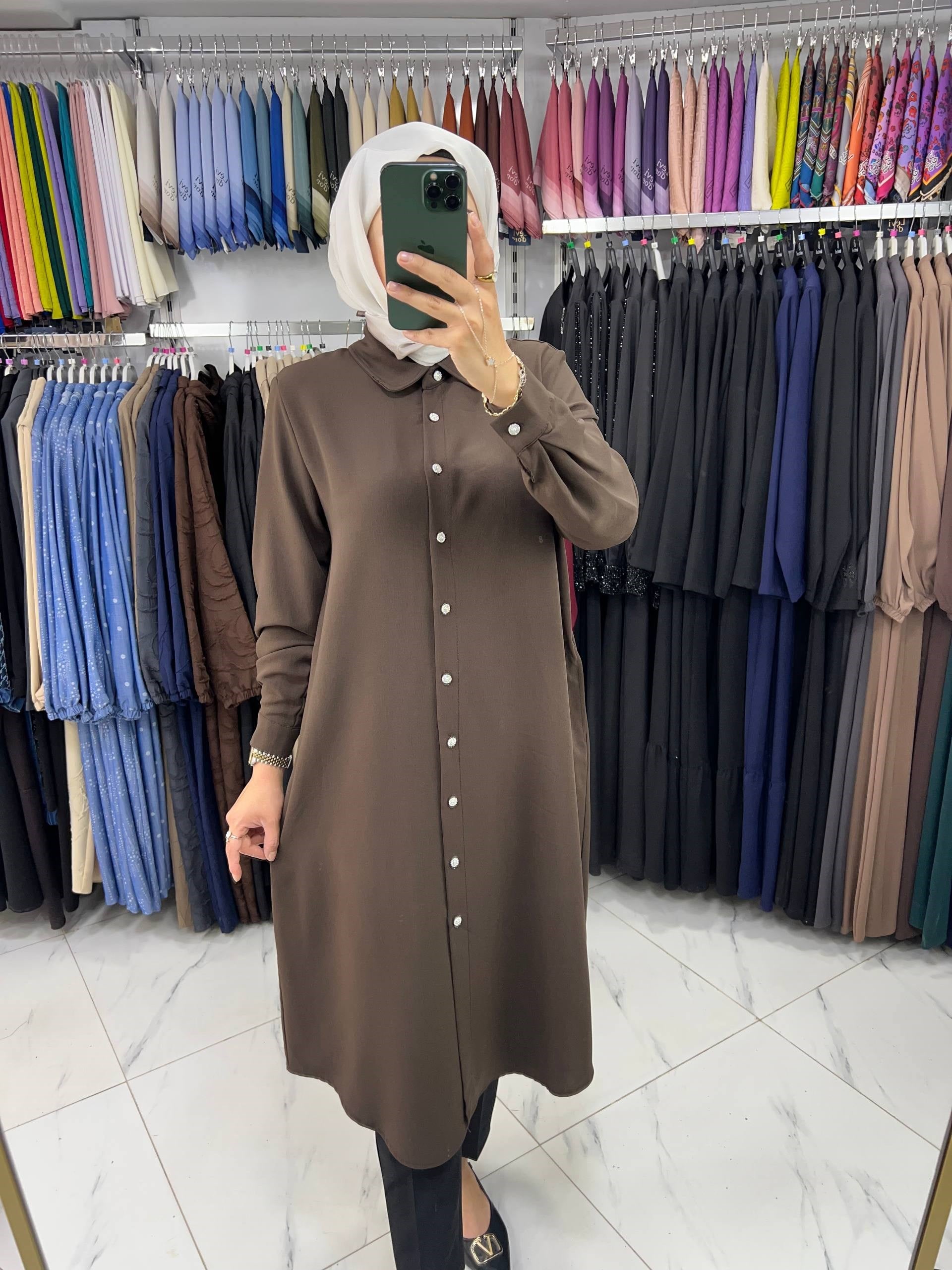 262968 Kado Cepli Uzun Gömlek KAHVE
