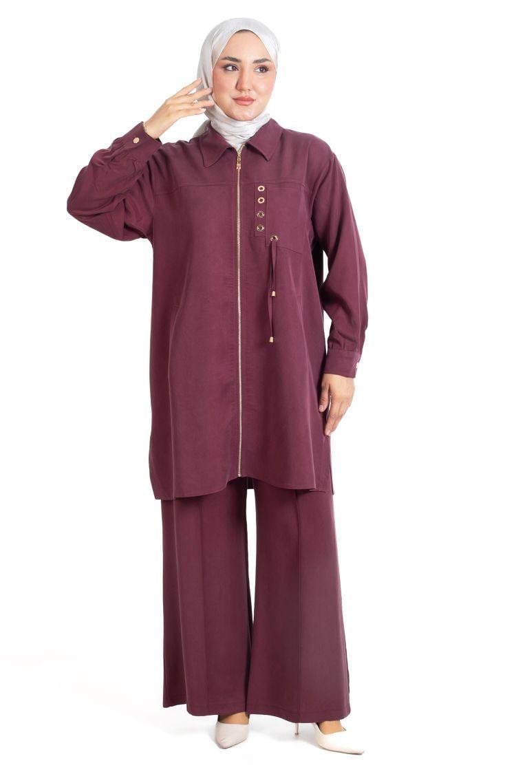 3563 Tripen Modal Pantolonlu Takım BORDO