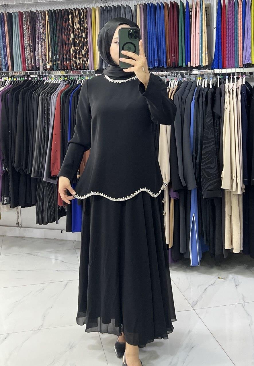 4101 Minye Etekli Takım SİYAH