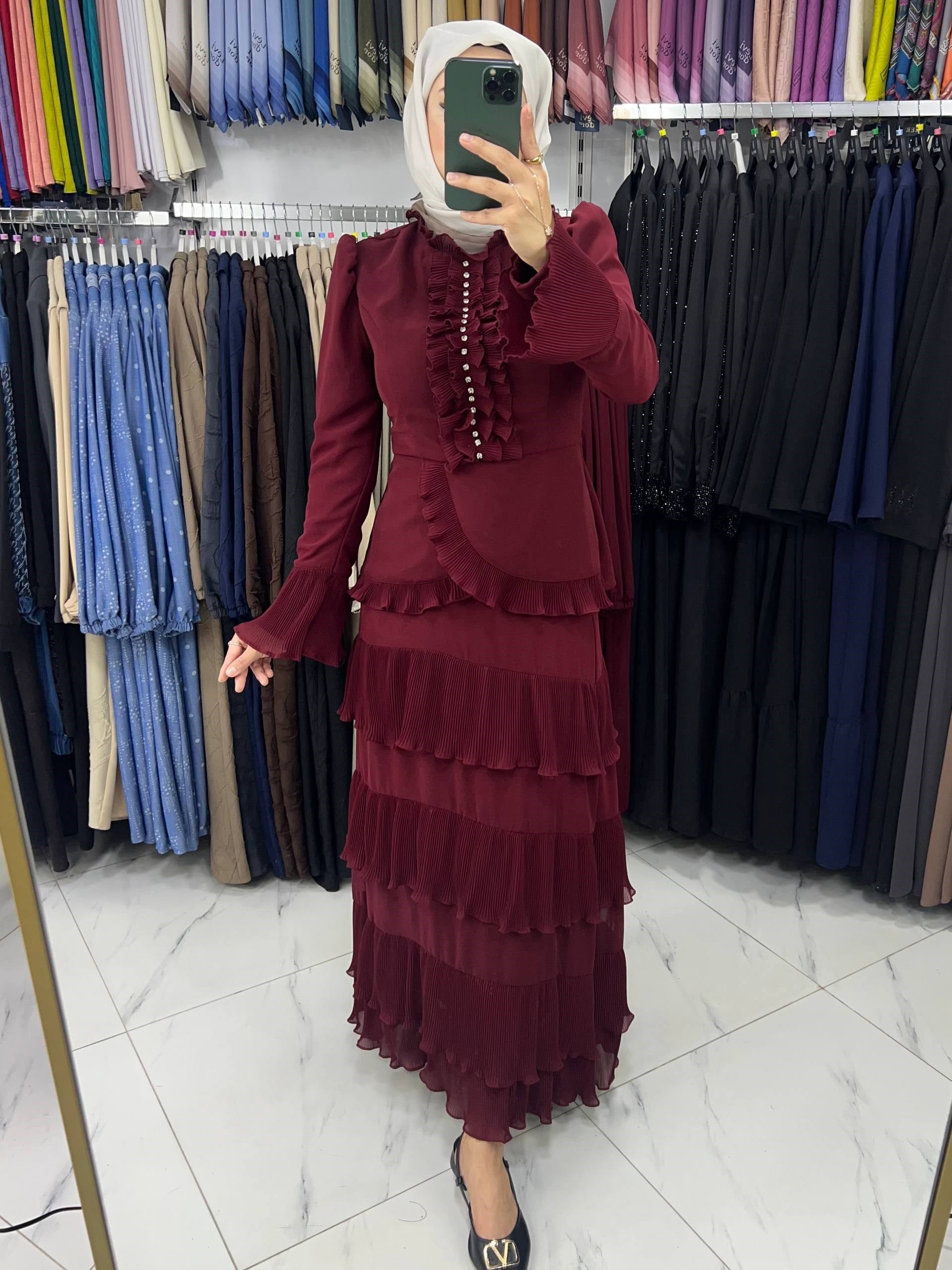 4104 Minye Etekli Takım BORDO
