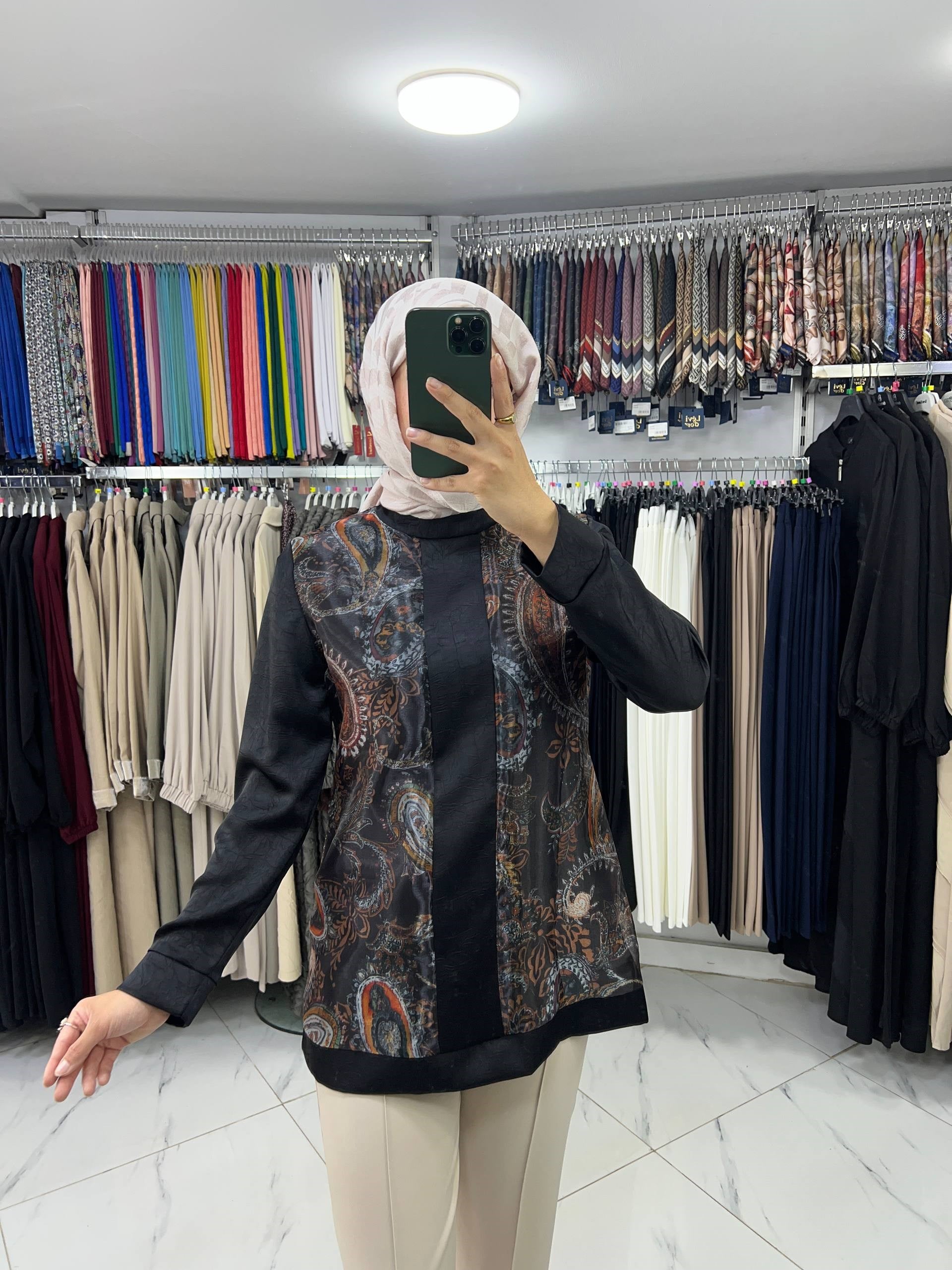 7116 Qeteen Orgazne Tunik SİYAH