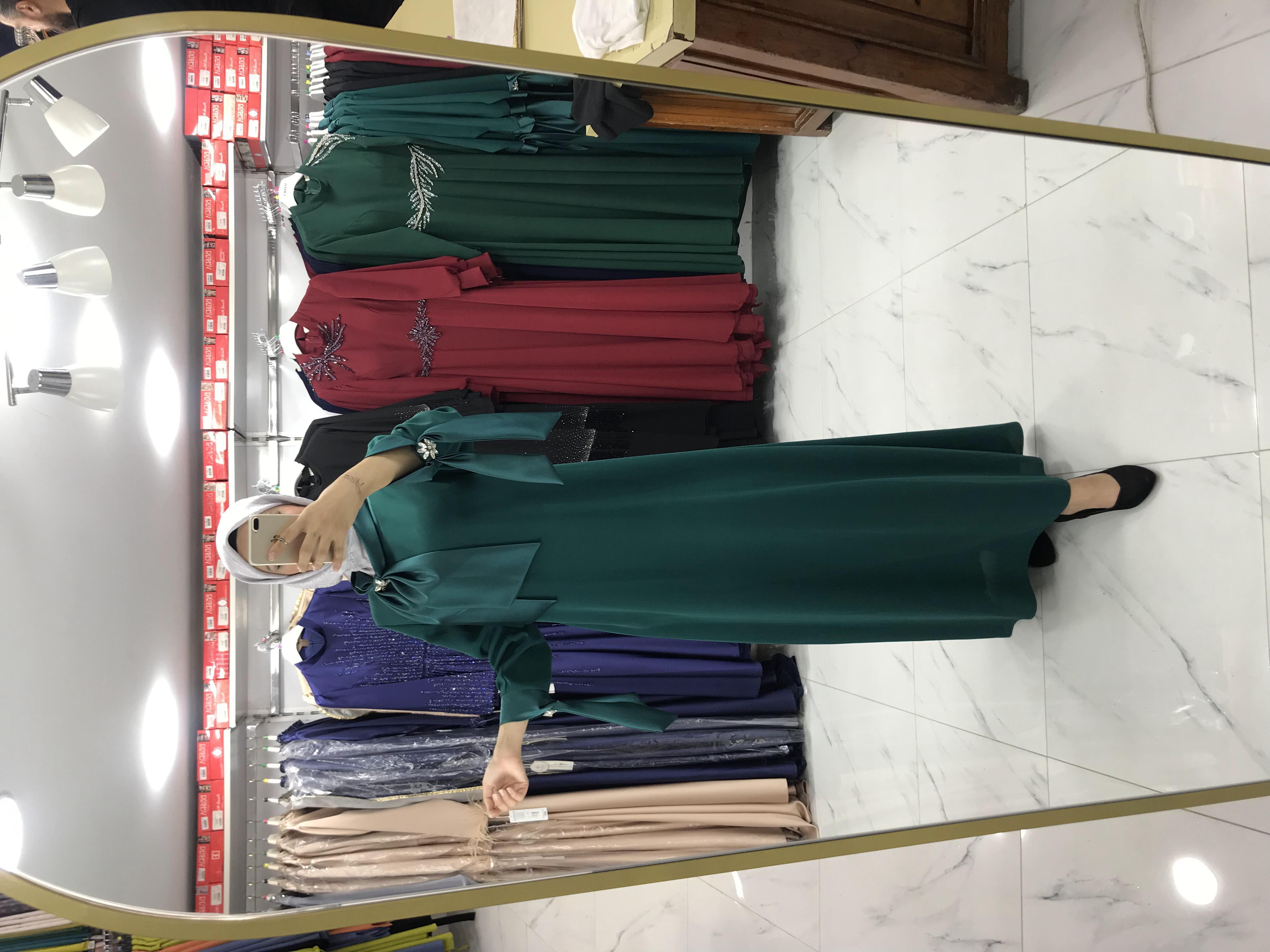 8100 Mısra Elbise Zümrüt