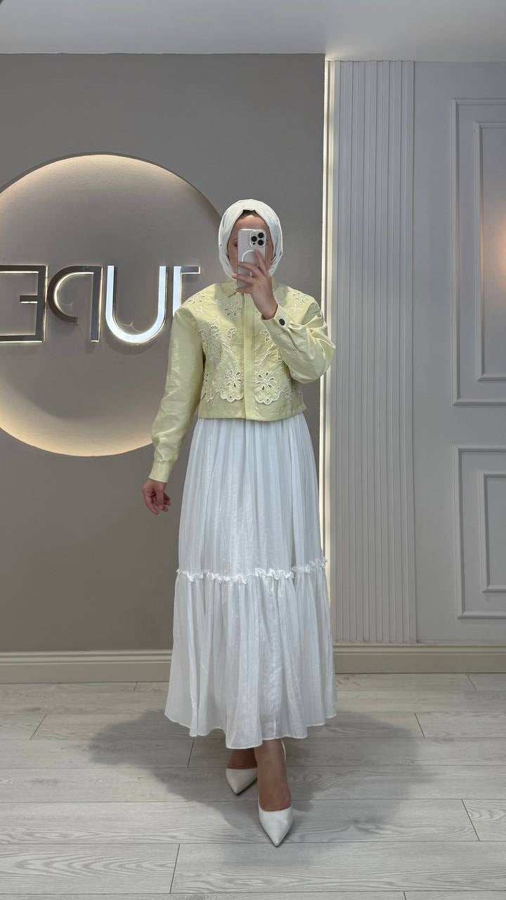 8663 Jupe Etekli Takım SARI