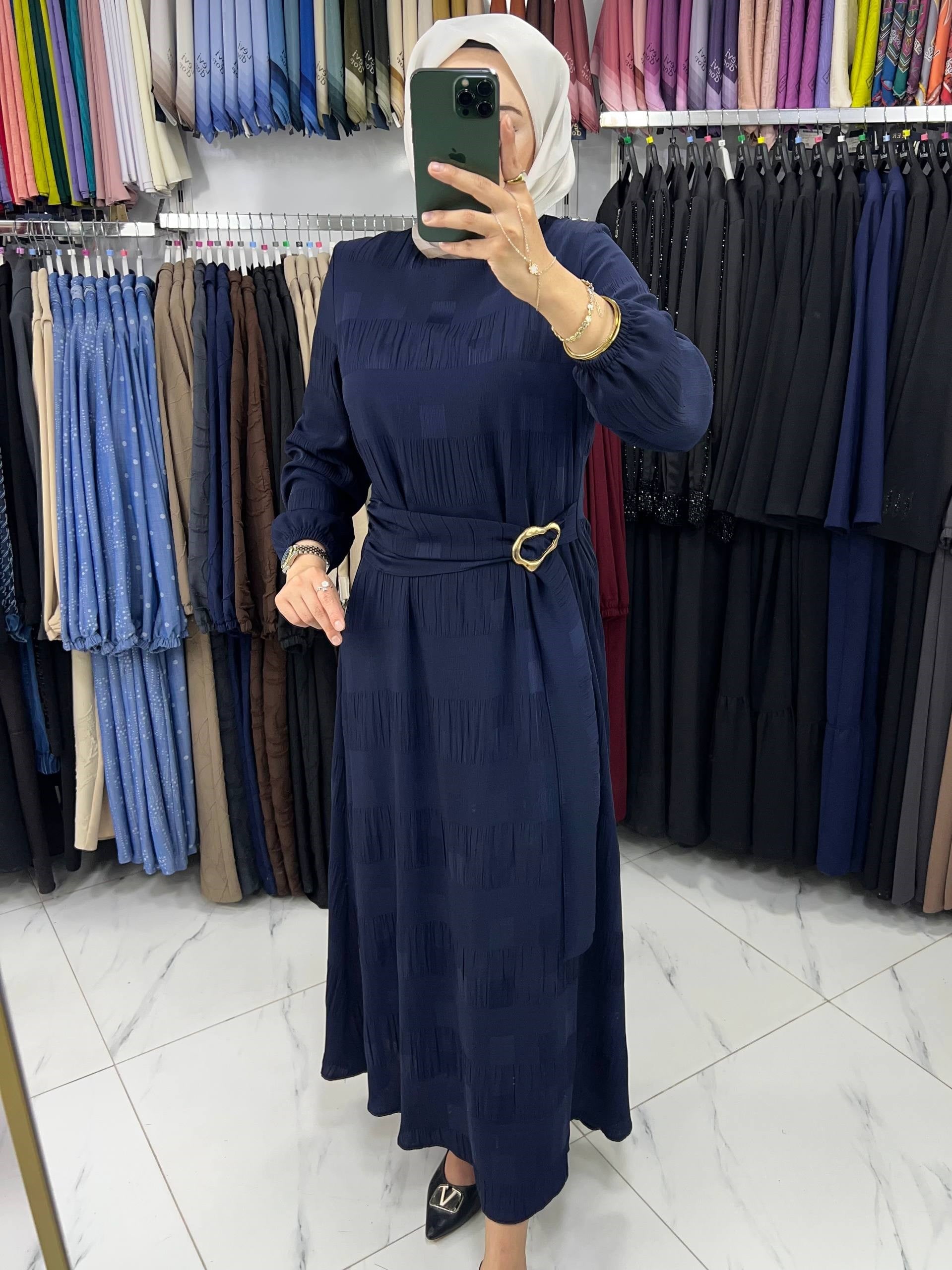 9112 Qeteen Elbise LACİVERT