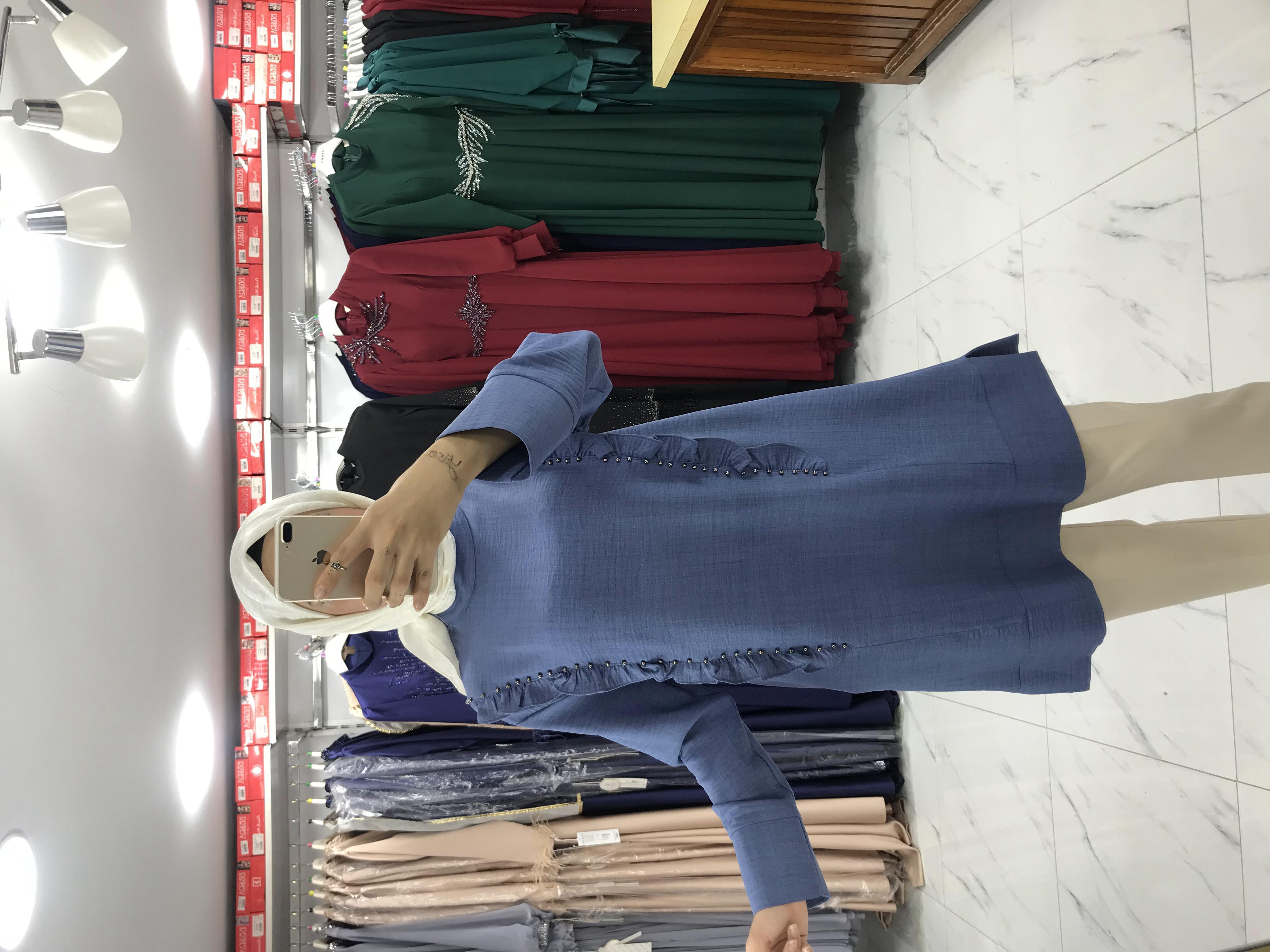 A1346 Haya Havvana Fırfırlı Tunik İndigo