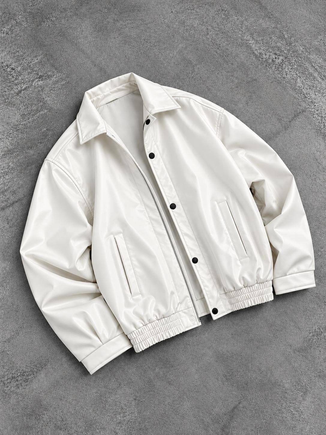 BOMBER OVERSIZE ŞİŞME DERİ MONT BEYAZ