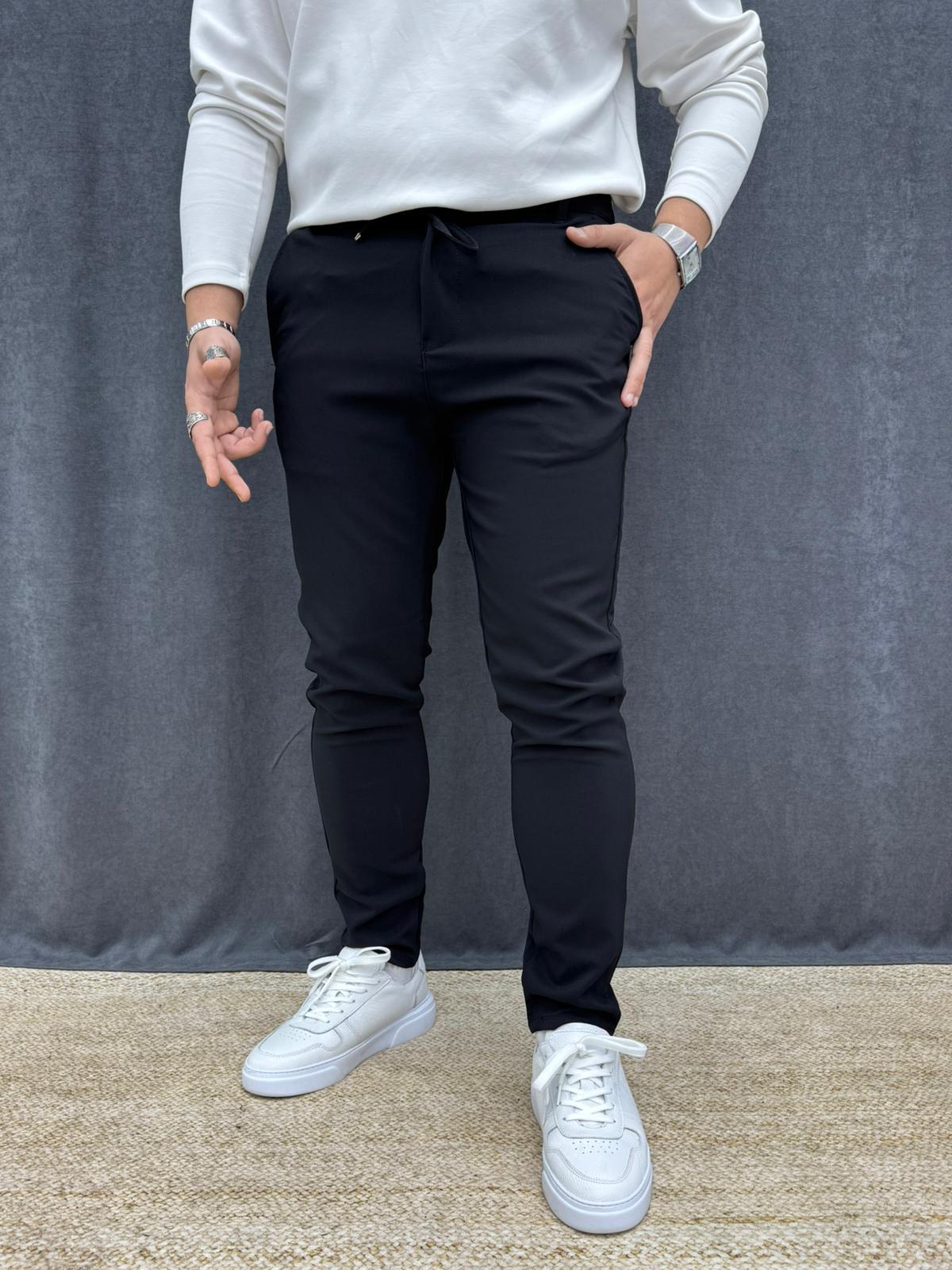 Kışlık Jogger Ful Likralı Kumaş Pantolon Siyah