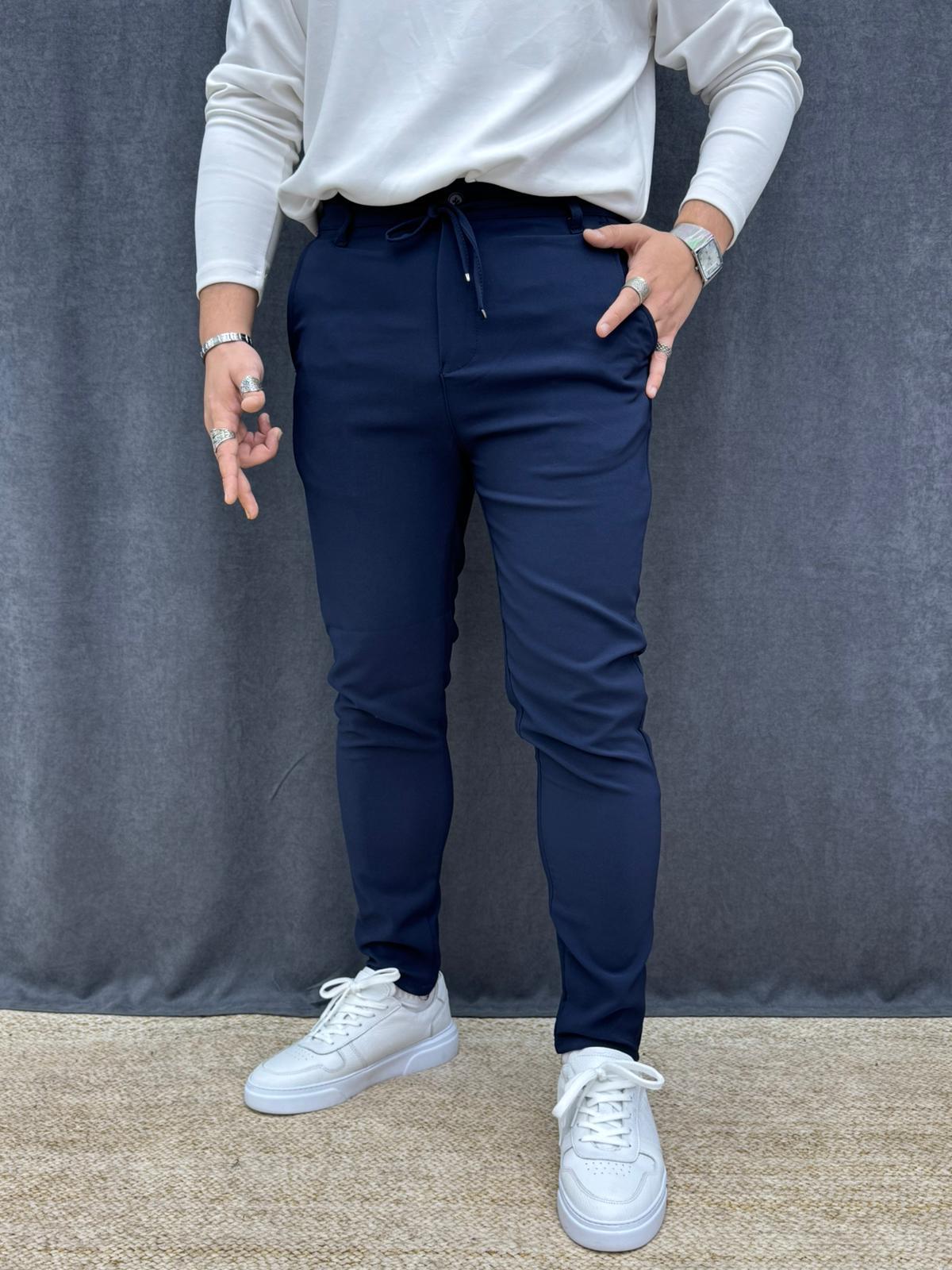 Kışlık Jogger Ful Likralı Kumaş Pantolon Lacivert