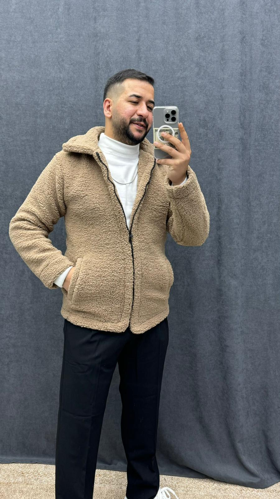 Kuzu Peluş İç Ful Astarlı Mont Kahverengi