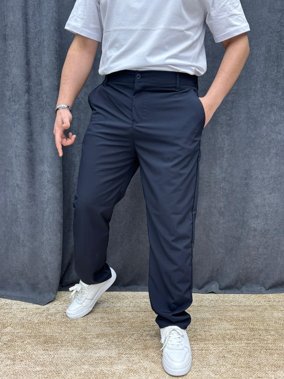 Paraşüt Kumaş Likralı Bel Lastikli Baggy Pantolon Lacivert