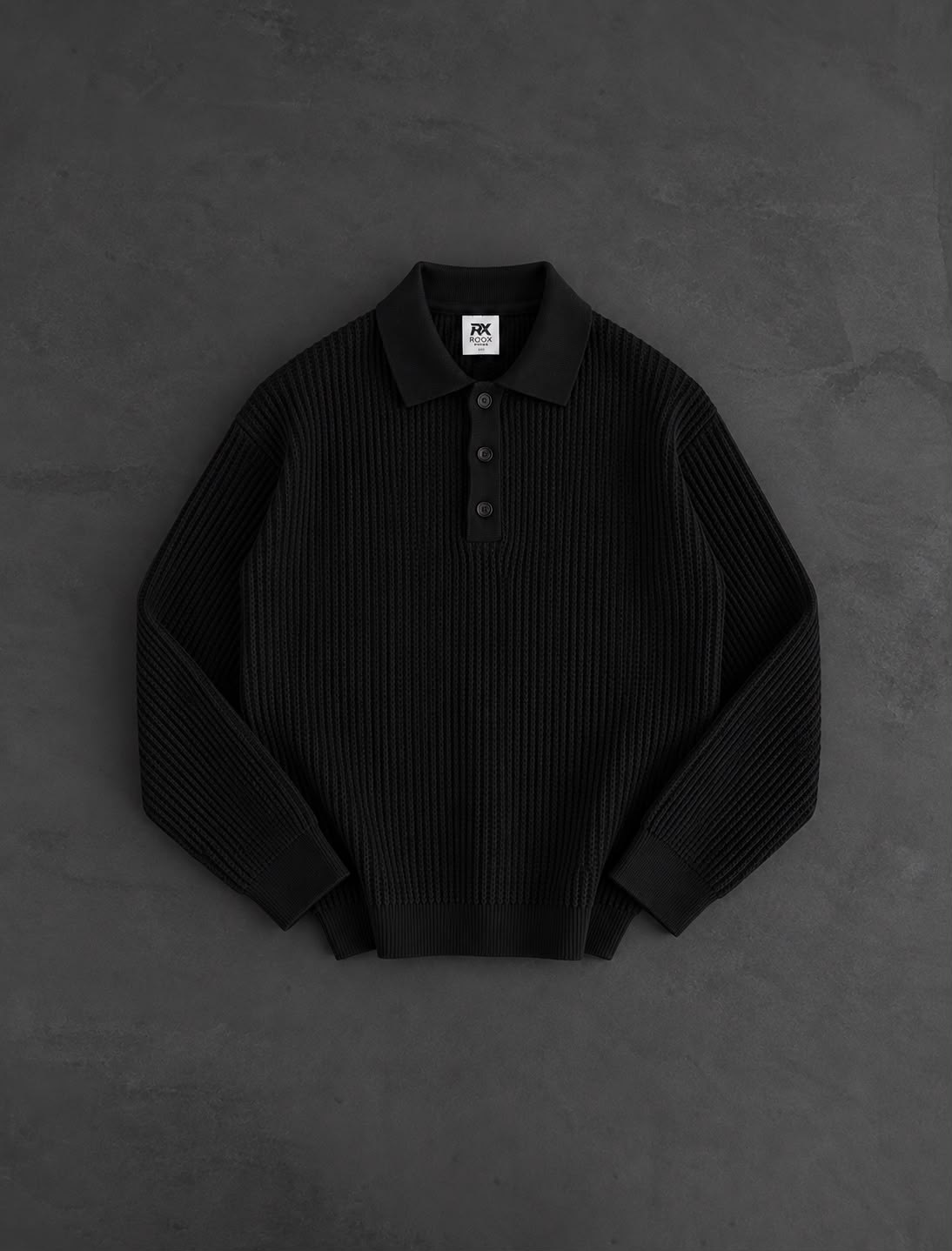 POLO YAKA FUL LİKRALI TRİKO SİYAH