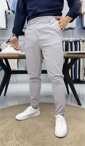 Duble Paça Kumaş Pantolon Gri