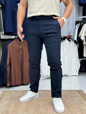 Kısa Dil Slim Fit Likralı Kumaş Pantolon Lacivert