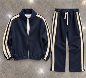 OVERSIZE HASIR ŞERİTLİ LACİVERT TAKIM