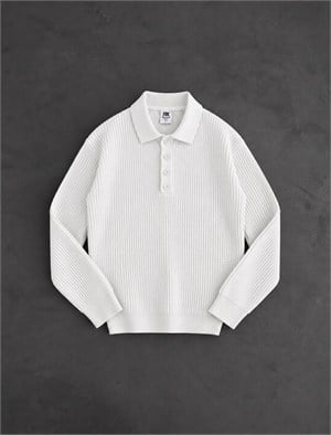 POLO YAKA FUL LİKRALI TRİKO BEYAZ