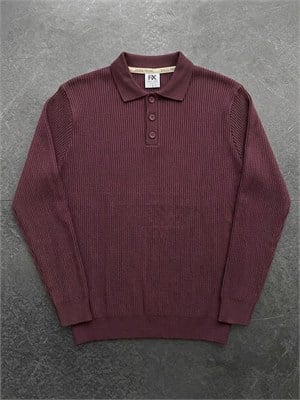 POLO YAKA FUL LİKRALI TRİKO BORDO