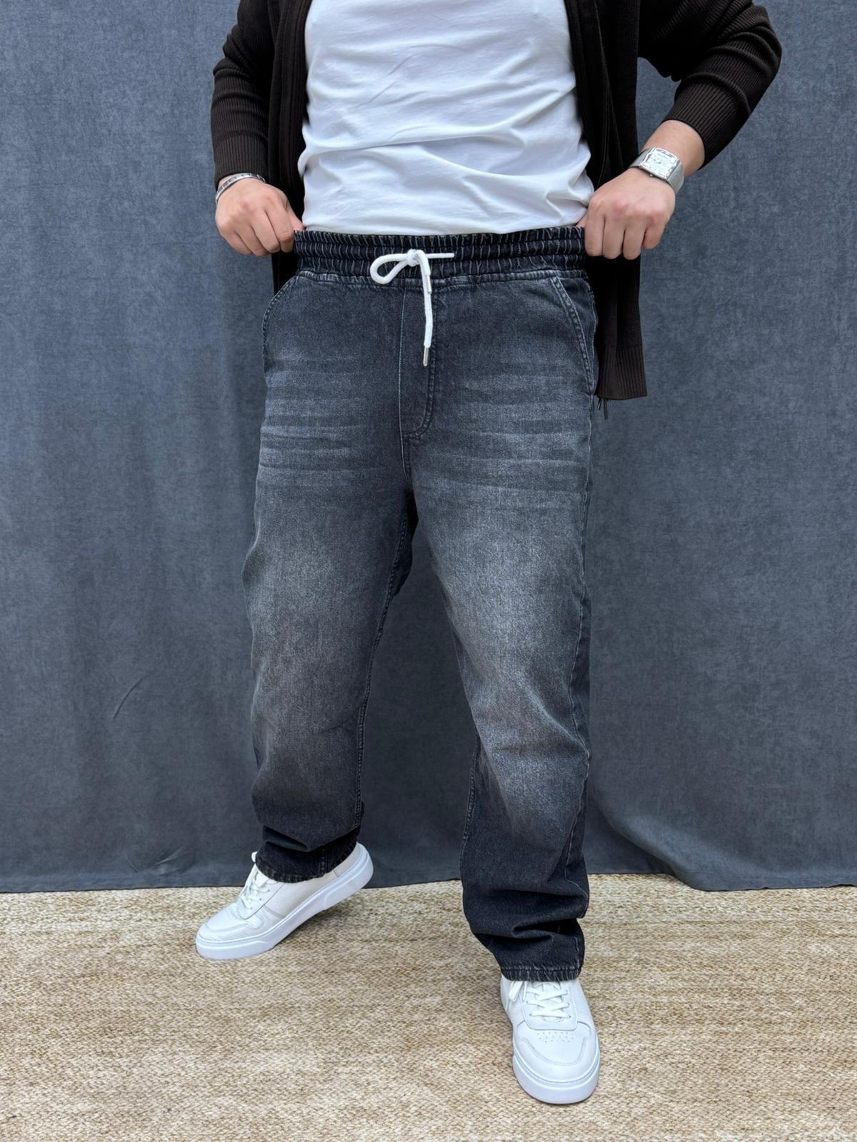 Baggy Jogger Bel Lastikli İp Detaylı Pantolon Siyah