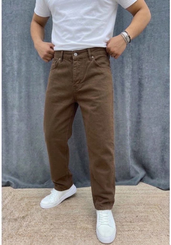 BAGGY YIKAMALI PASTEL PANTOLON  KAHVERENGİ