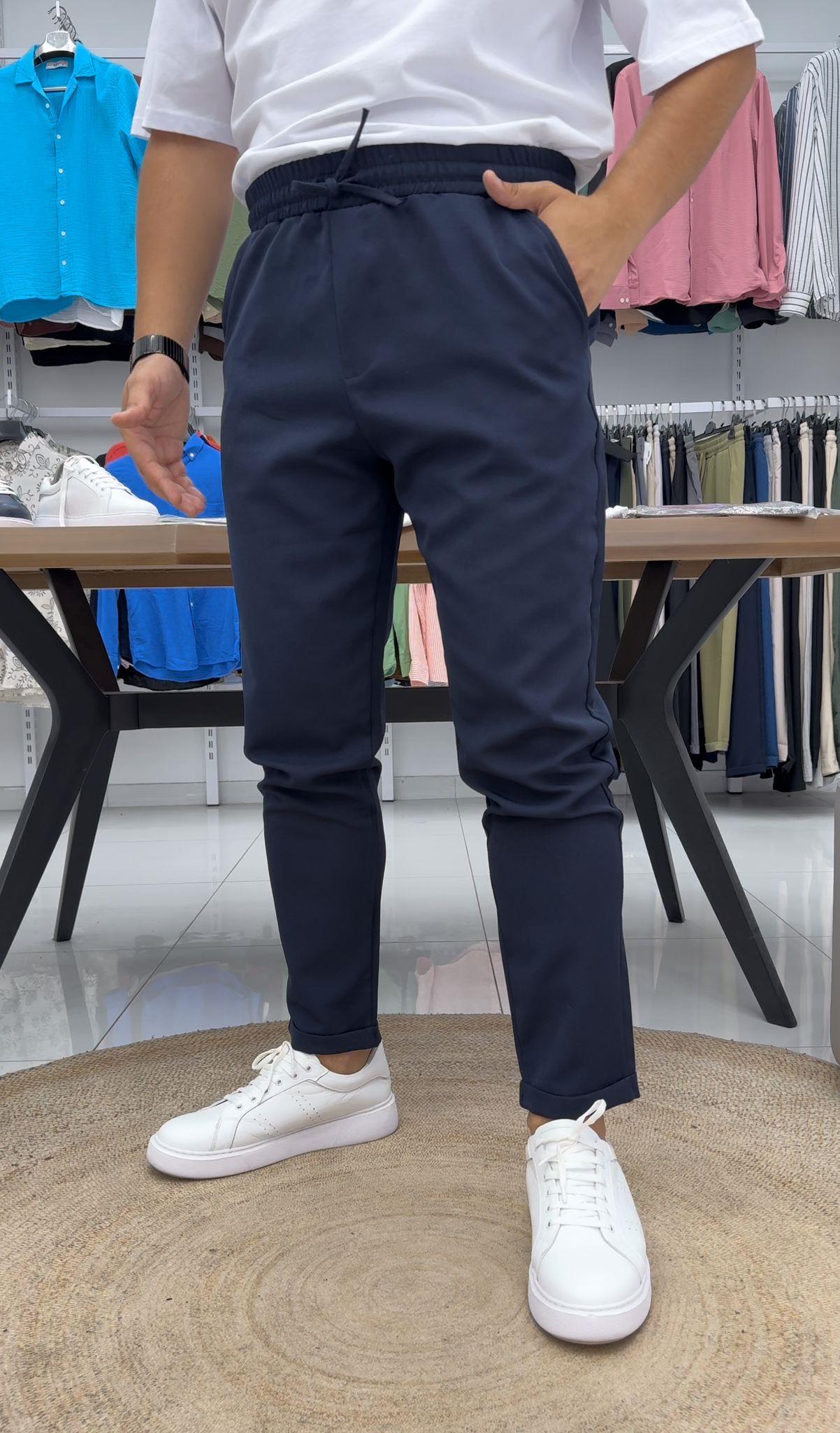 Duble Paça Likralı Pantolon Lacivert